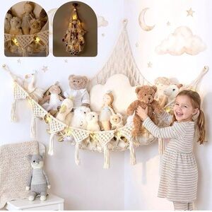 *New* Never used- Macrame stuffed animal hammock with lights